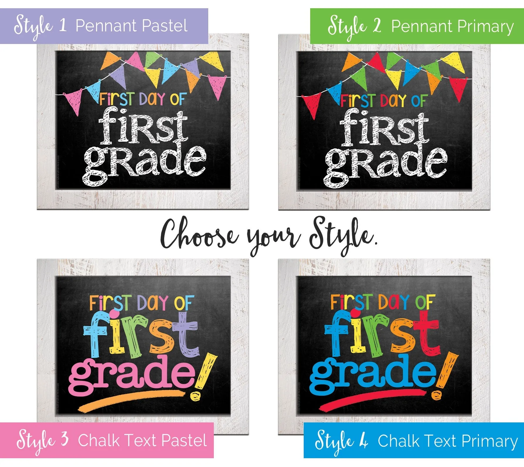 First & Last Day of School Signs | Photo Prop Deck | 17 Grades including T-K | (4) Styles