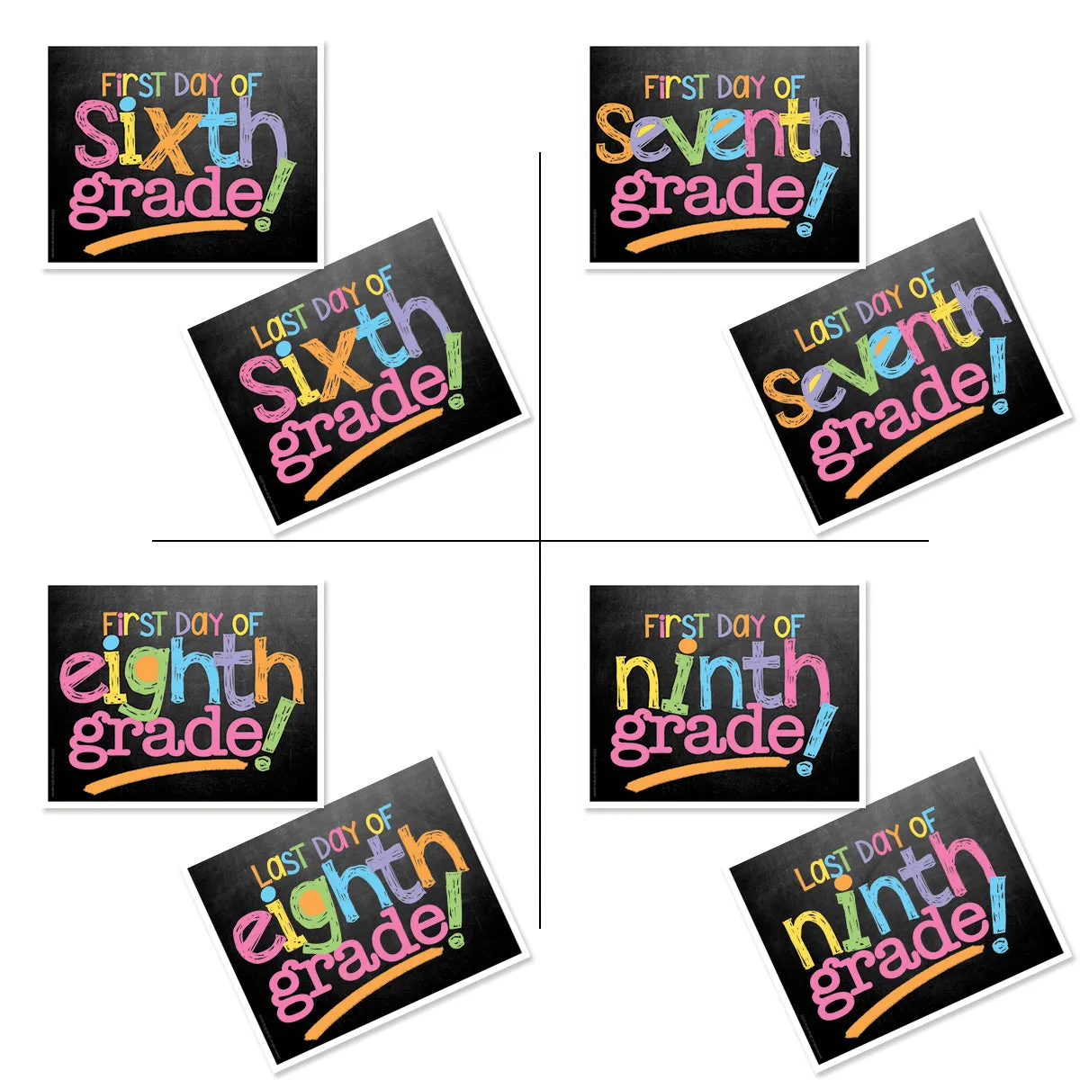 First & Last Day of School Signs | Photo Prop Deck | 17 Grades including T-K | (4) Styles