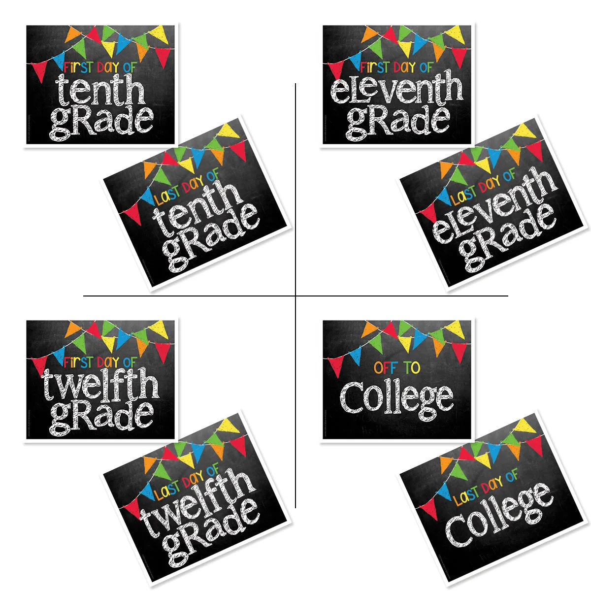 First & Last Day of School Signs | Photo Prop Deck | 17 Grades including T-K | (4) Styles