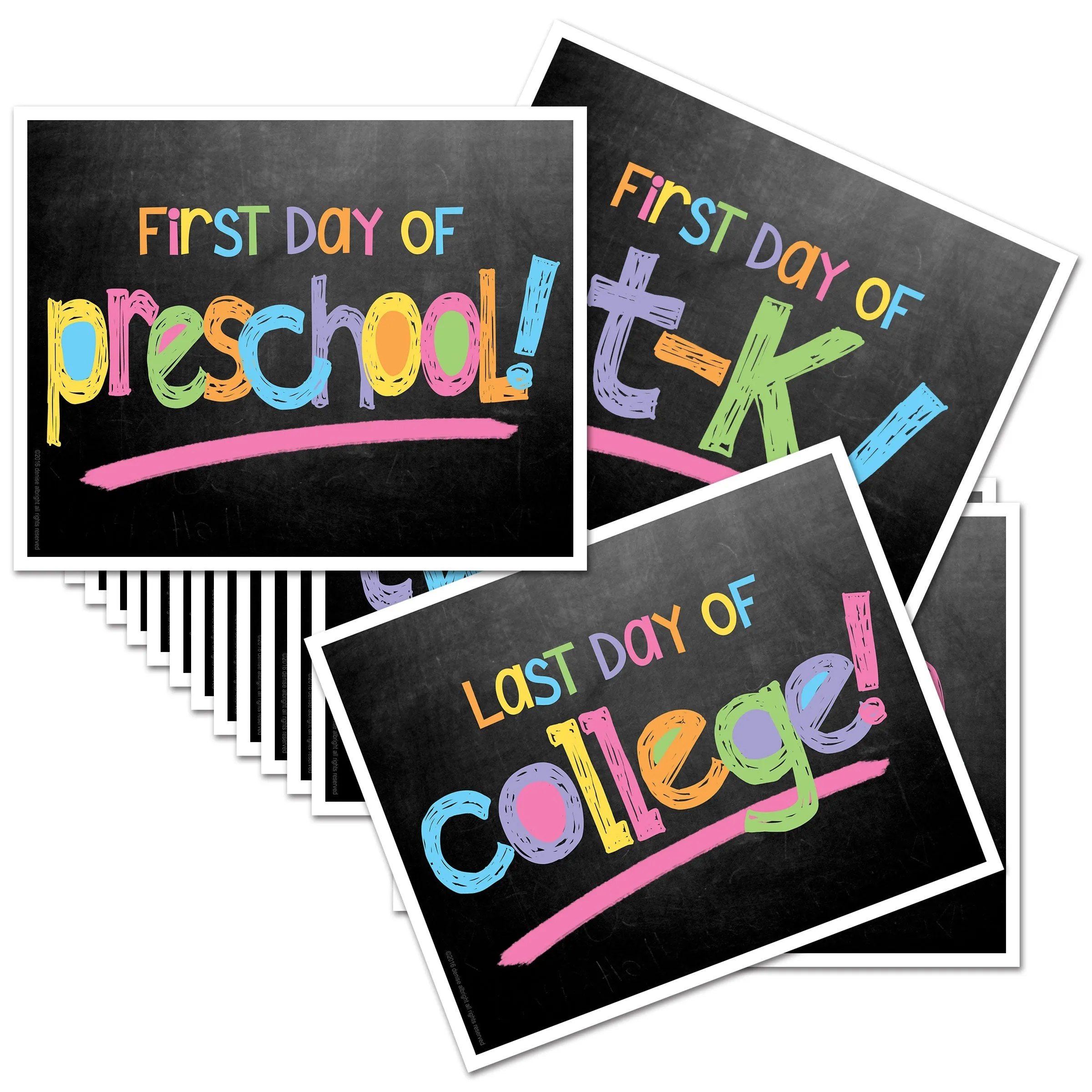 First & Last Day of School Signs | Photo Prop Deck | 17 Grades including T-K | (4) Styles