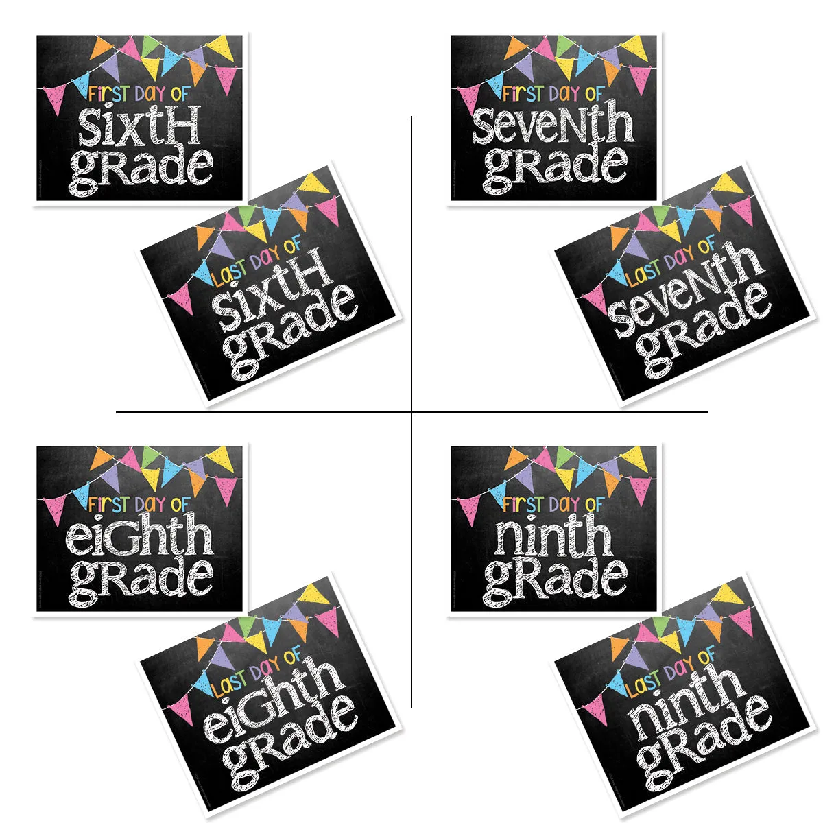 First & Last Day of School Signs | Photo Prop Deck | 17 Grades including T-K | (4) Styles