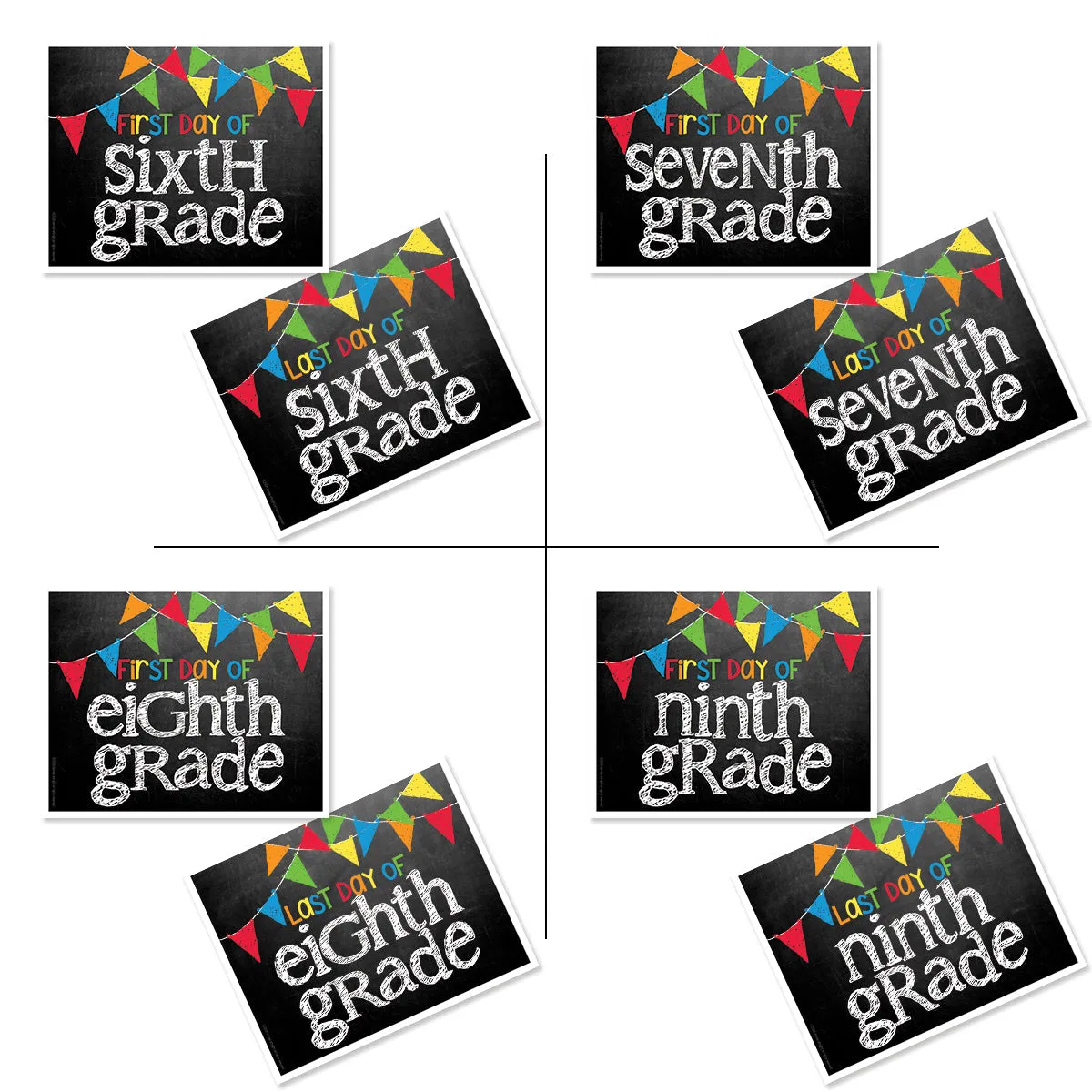 First & Last Day of School Signs | Photo Prop Deck | 17 Grades including T-K | (4) Styles