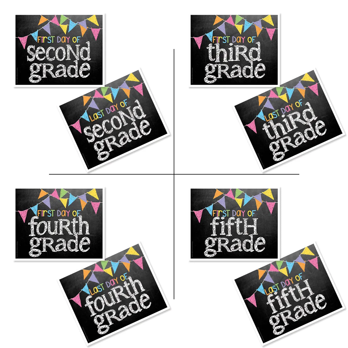 First & Last Day of School Signs | Photo Prop Deck | 17 Grades including T-K | (4) Styles