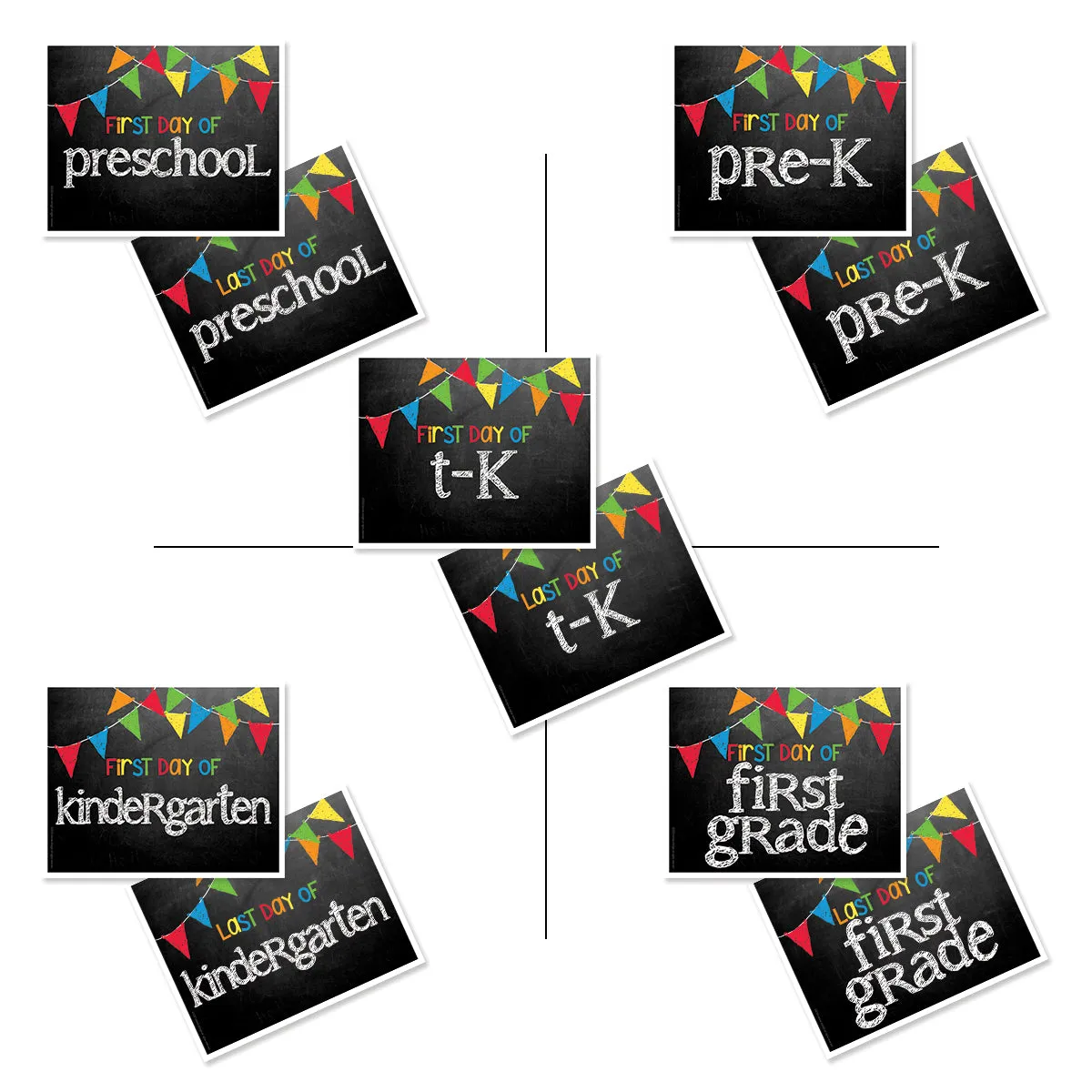 First & Last Day of School Signs | Photo Prop Deck | 17 Grades including T-K | (4) Styles