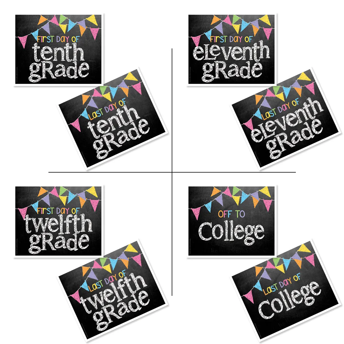 First & Last Day of School Signs | Photo Prop Deck | 17 Grades including T-K | (4) Styles