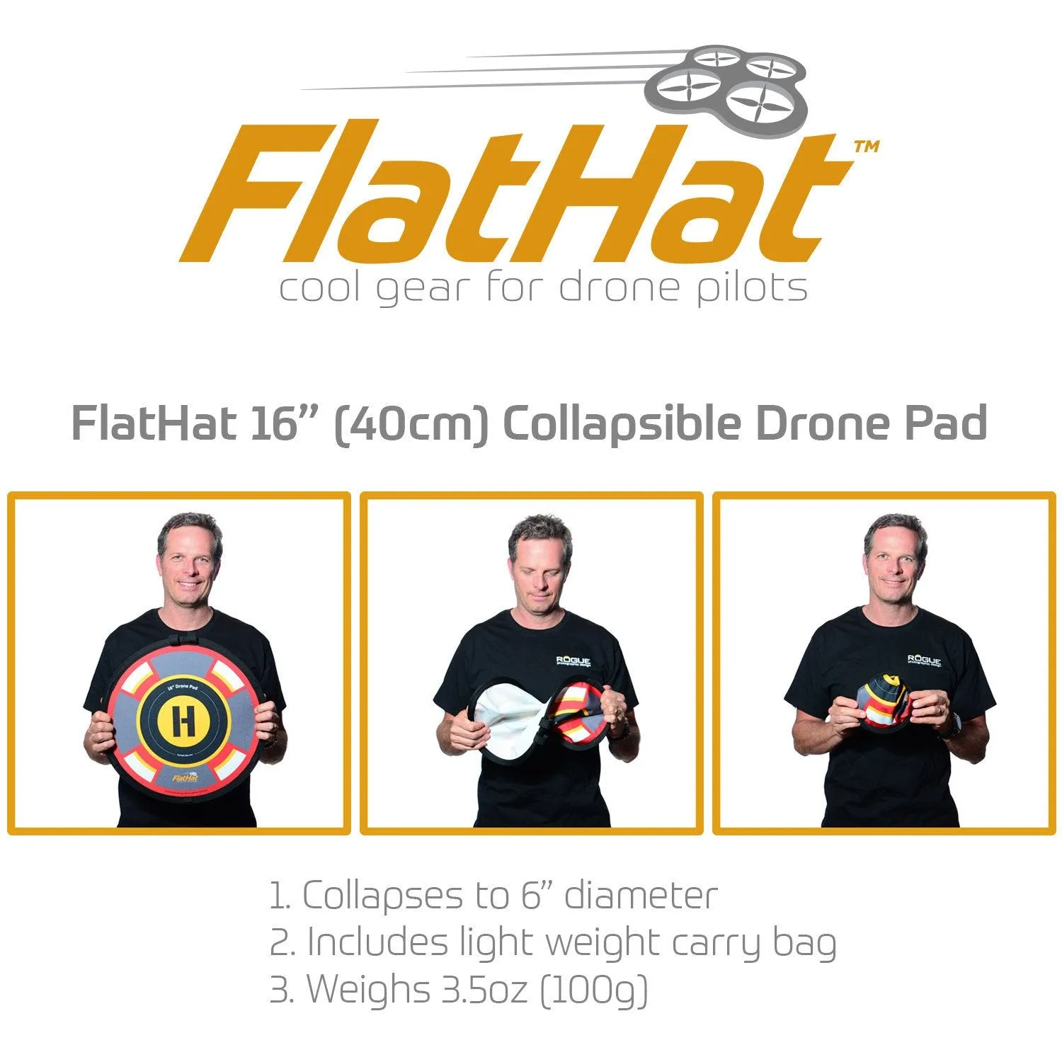 FlatHat 16" (40cm) Collapsible Drone Pad - Red Gold