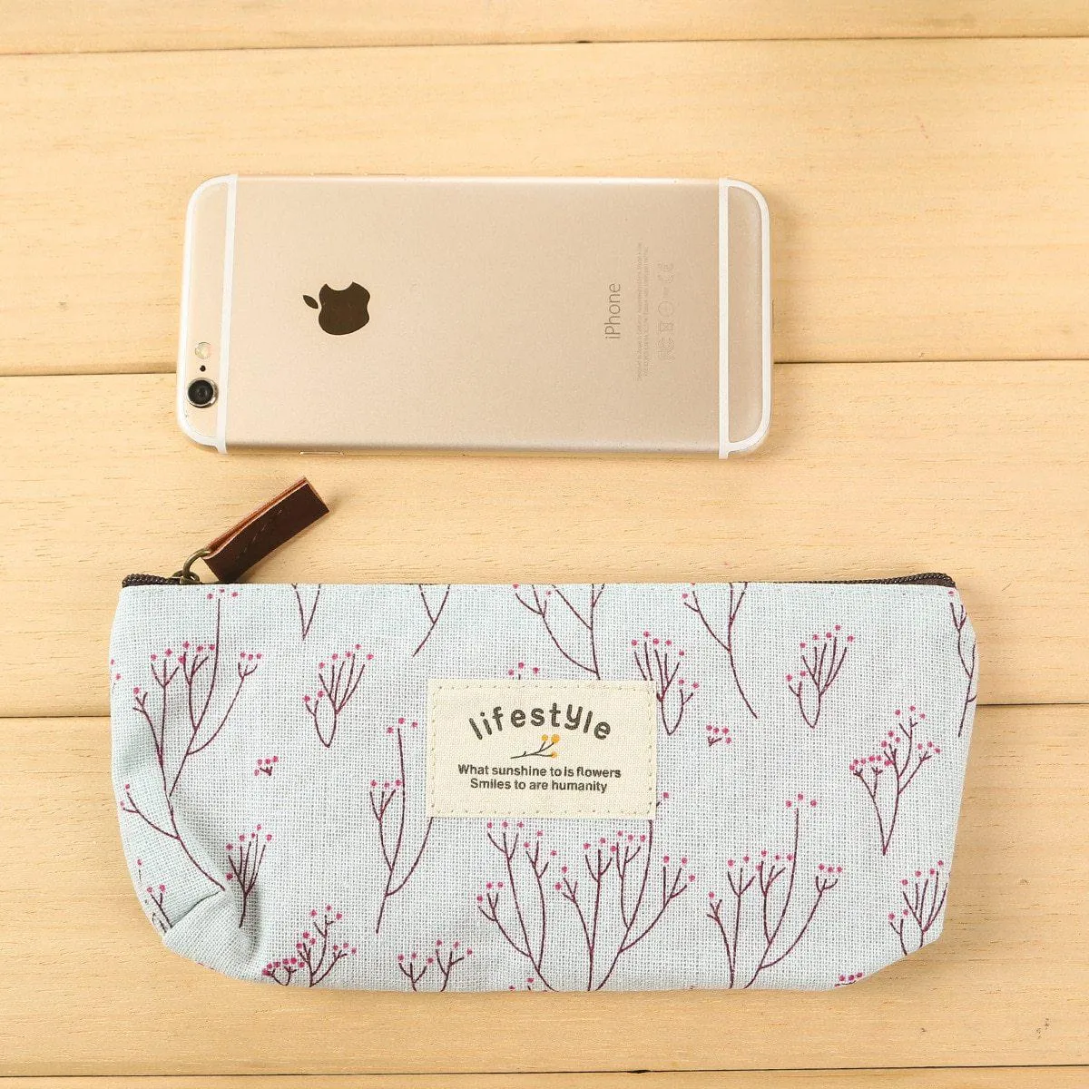 Flower Zipper Pencil Case Floral Canvas Pen Bags