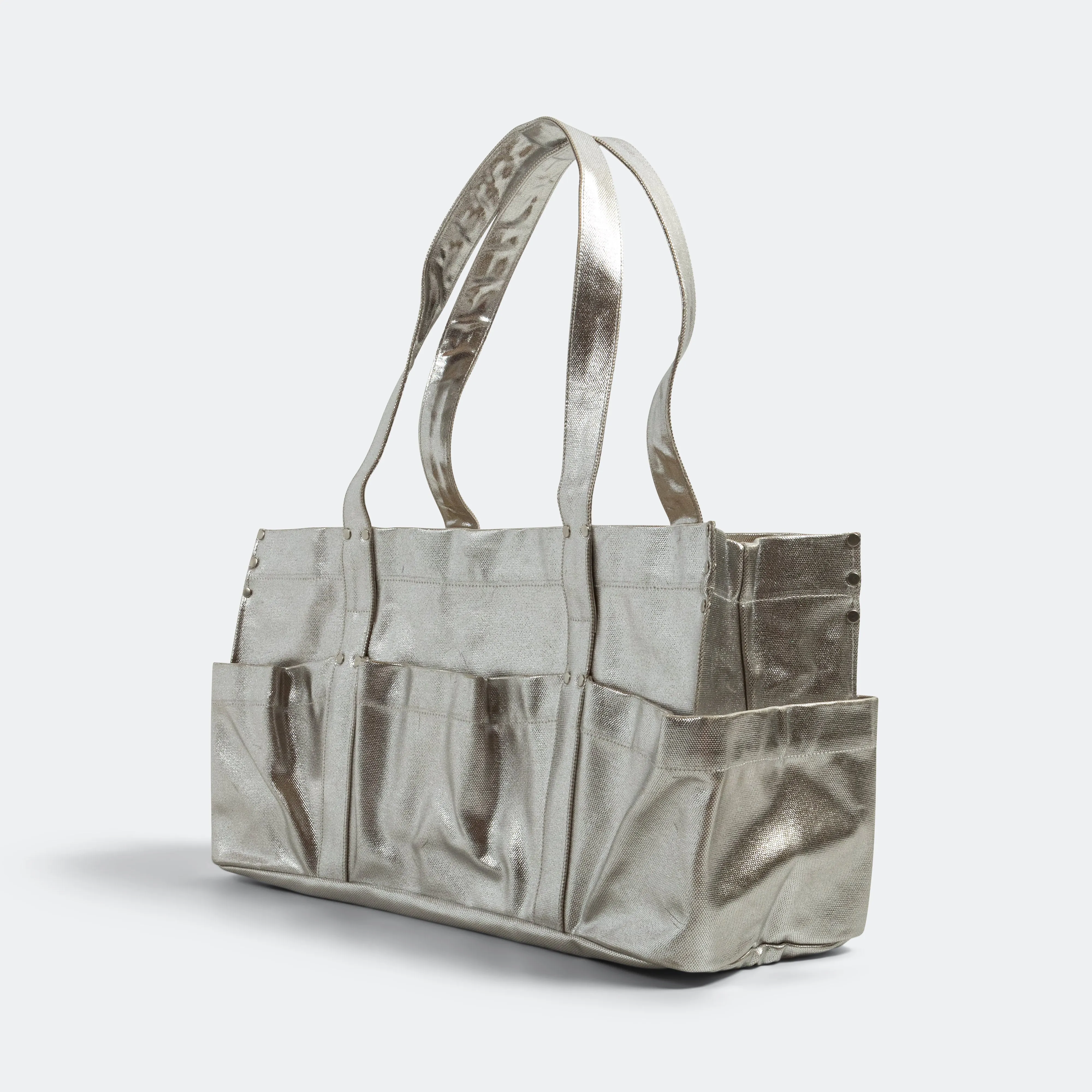 Foiled Canvas BRICK TOOL Bag Short-L - Silver