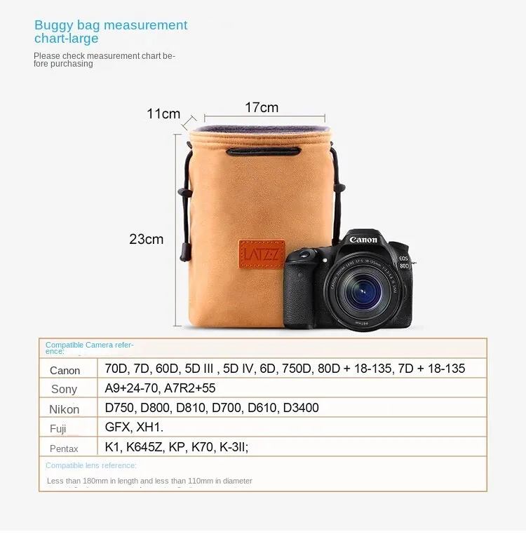 For Canon Sony Photography Portable Liner Bag DSLR Camera Bag Mirrorless Camera Bag Lens Protective Cover Buggy Bag