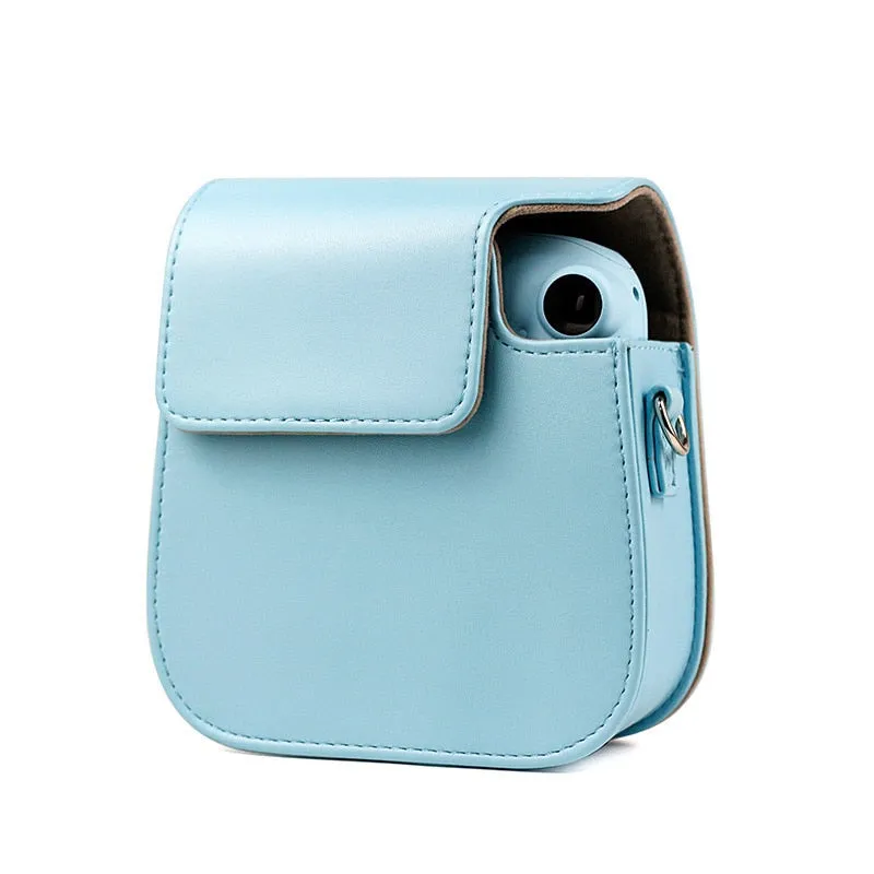 For Instax Mini 11 Camera Case PU Leather Soft Silicone Cover Bag for Fujifilm Polaroid Film Camera Bag with Shoulder Strap