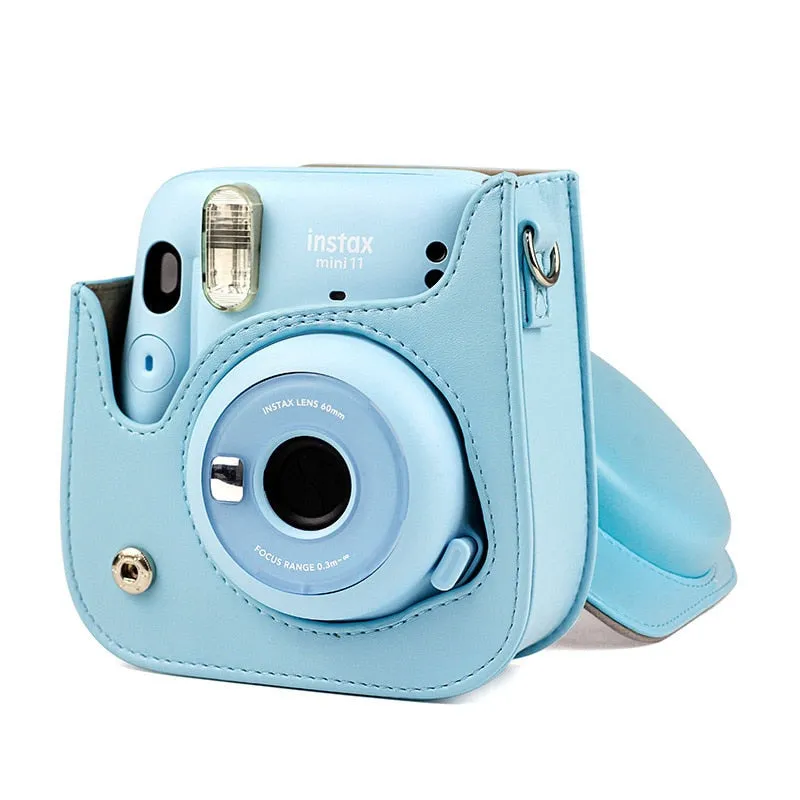 For Instax Mini 11 Camera Case PU Leather Soft Silicone Cover Bag for Fujifilm Polaroid Film Camera Bag with Shoulder Strap