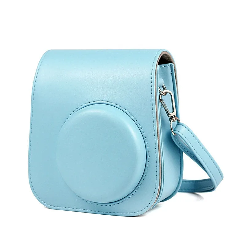 For Instax Mini 11 Camera Case PU Leather Soft Silicone Cover Bag for Fujifilm Polaroid Film Camera Bag with Shoulder Strap