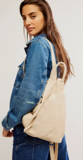 Free People Leather Soho Convertible Backpack- Champagne