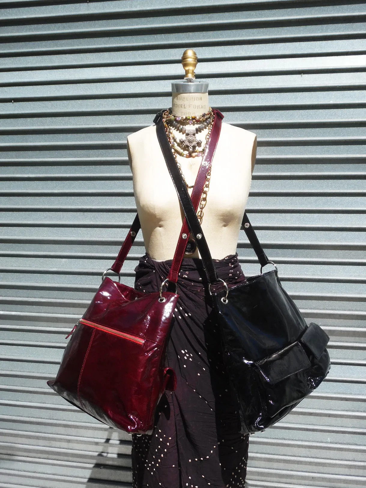 Gapock X Crossbody Travel Bag Patent Leather Wine