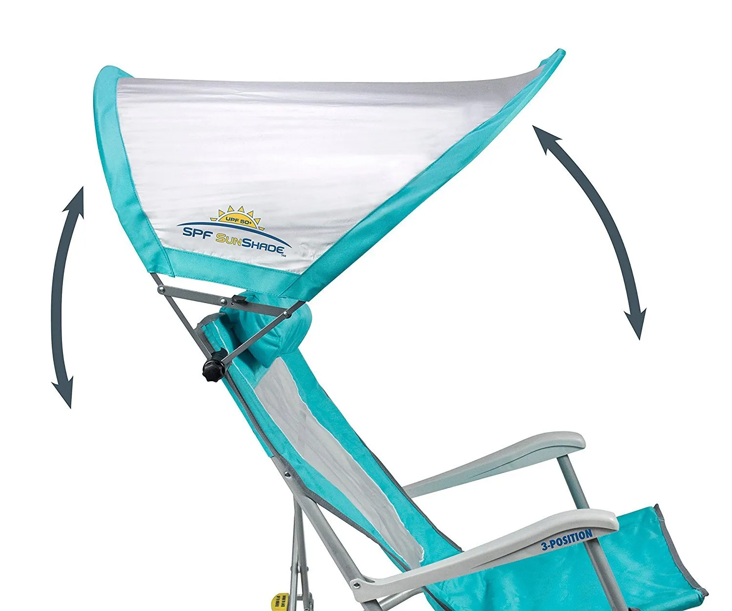 GCI Waterside SunShade Folding Beach Recliner Chair with Adjustable SPF Canopy