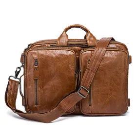 Genuine Leather Large Double Pocket Briefcase