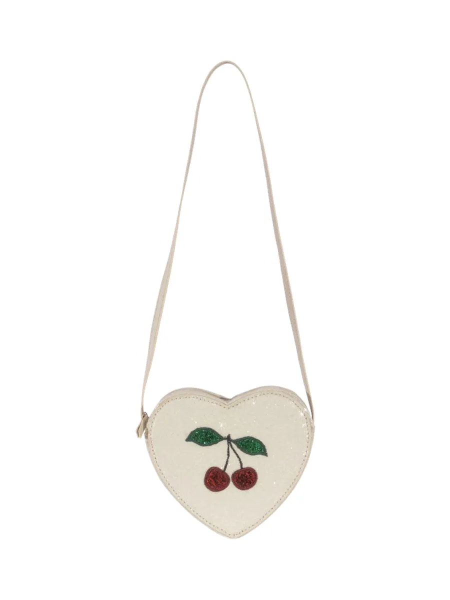 Glitter Heart Purse with Cherries