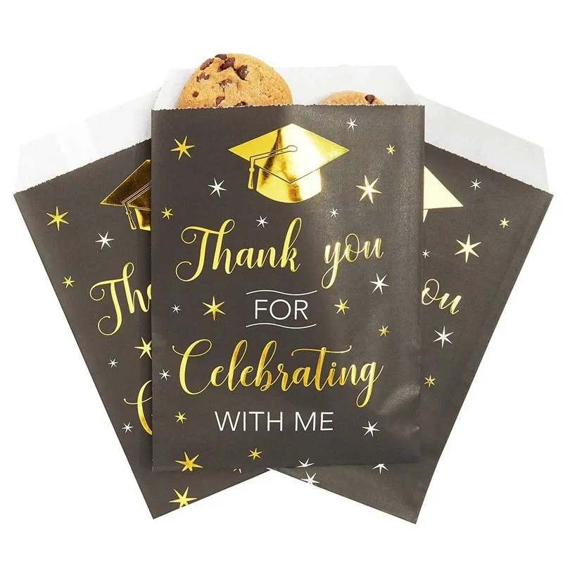 Graduation Party Favor Gift Bags Bulk for 2021 Graduates (5 x 7.5 In, 100 Pack)