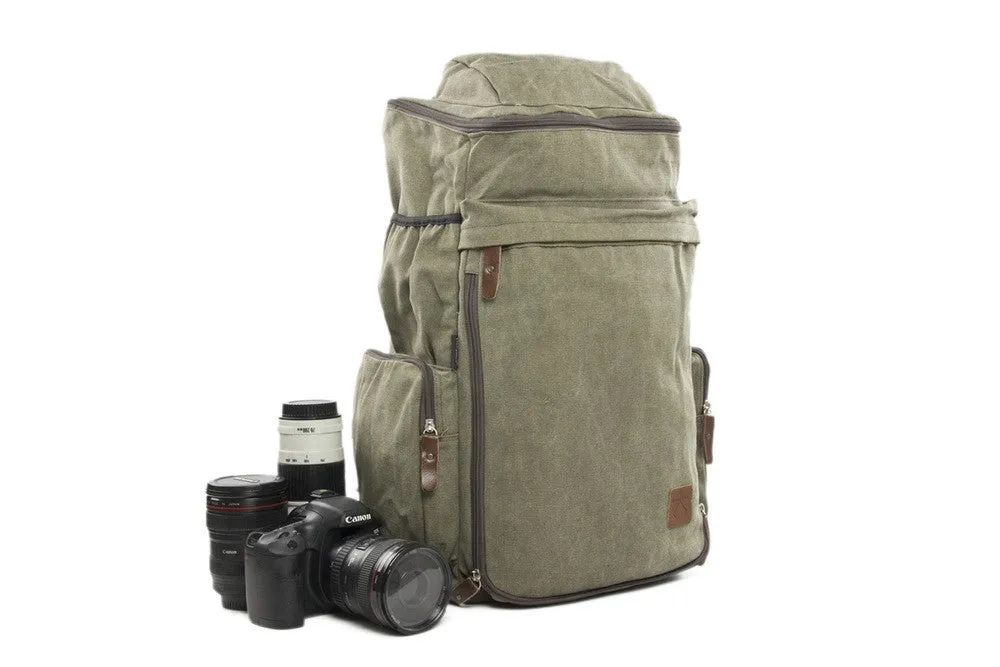 Green Maxi Camera Backpack DSLR Canvas Bag Professional Camera Backpack DN26S