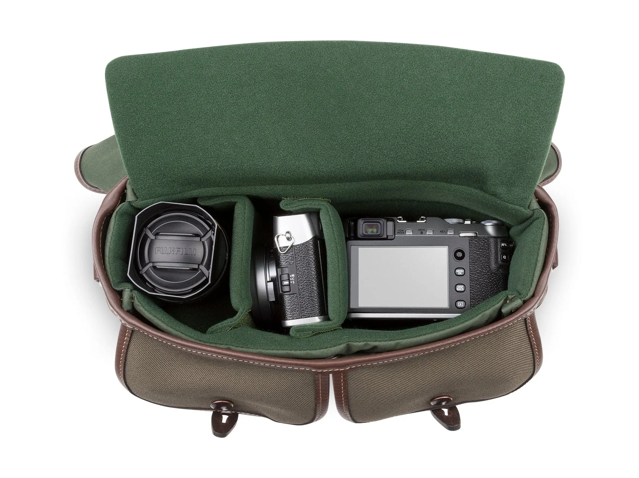 Hadley Small Pro Camera Bag - Sage FibreNyte / Chocolate Leather