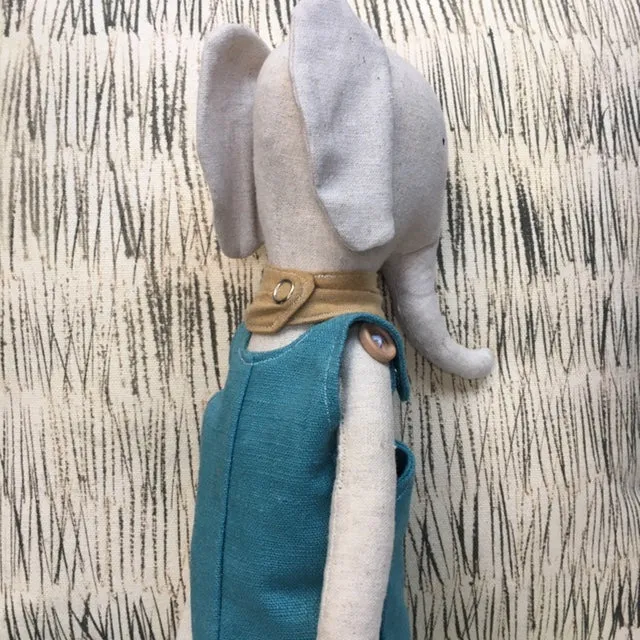 Hand Made Linen Soft Toy - Elephant.