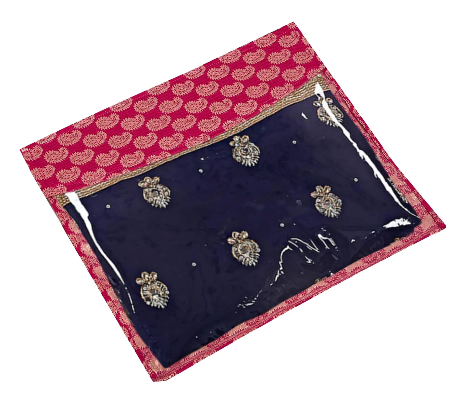 Heart Home Carry Design Single Saree Cover, Saree/Cloth Organizer, Wardrobe Oragnizer With Transparent Top- Pack of 6 (Pink)-HS43HEARTH26138