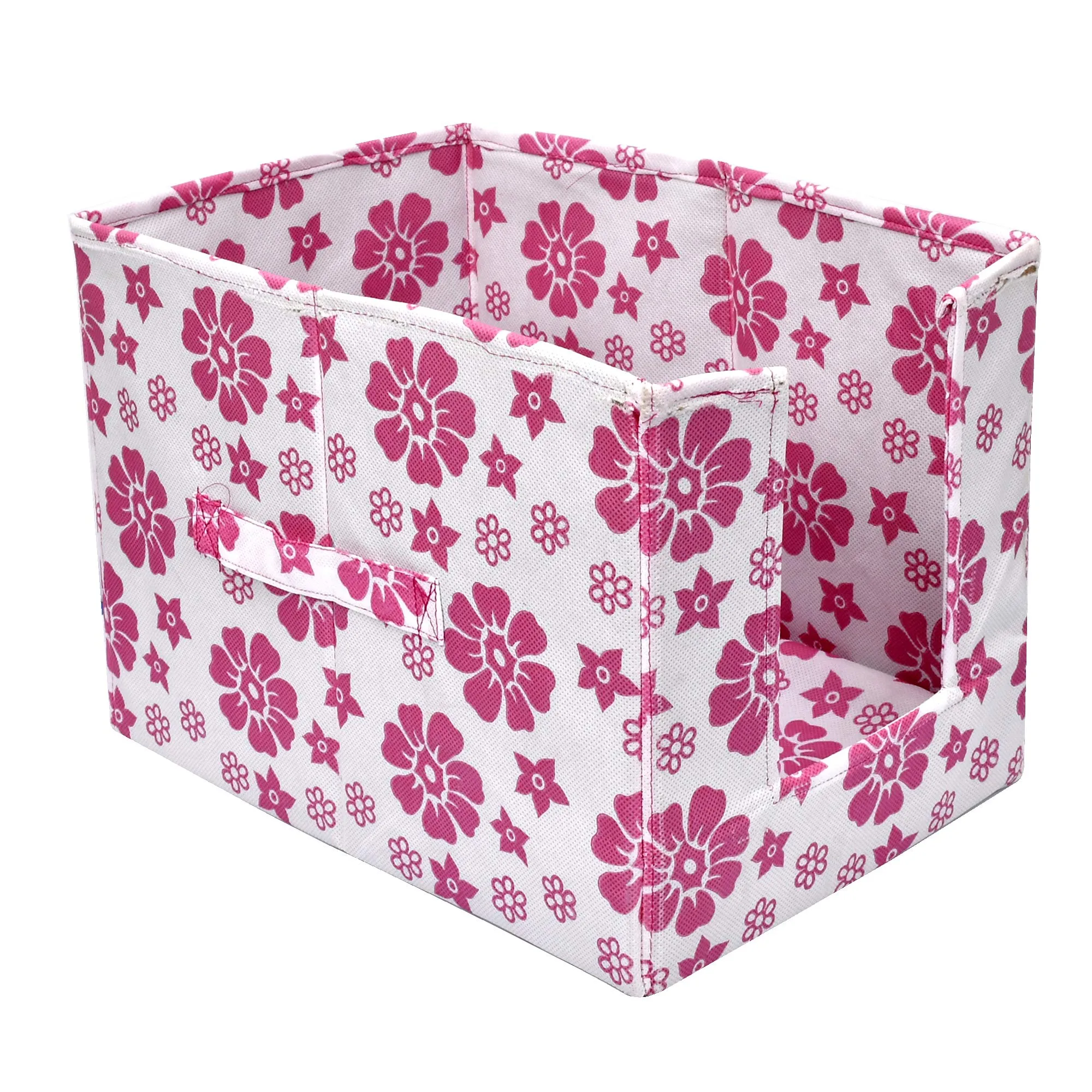 Heart Home Flower Print 2 Pieces Non Woven Shirt Stacker/Shirt Organizer Wardrobe Organizer (Pink) HEART5067