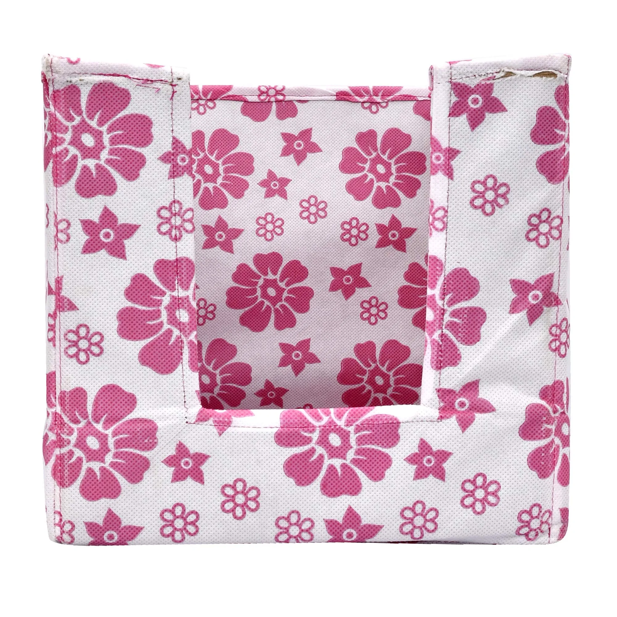 Heart Home Flower Print 2 Pieces Non Woven Shirt Stacker/Shirt Organizer Wardrobe Organizer (Pink) HEART5067