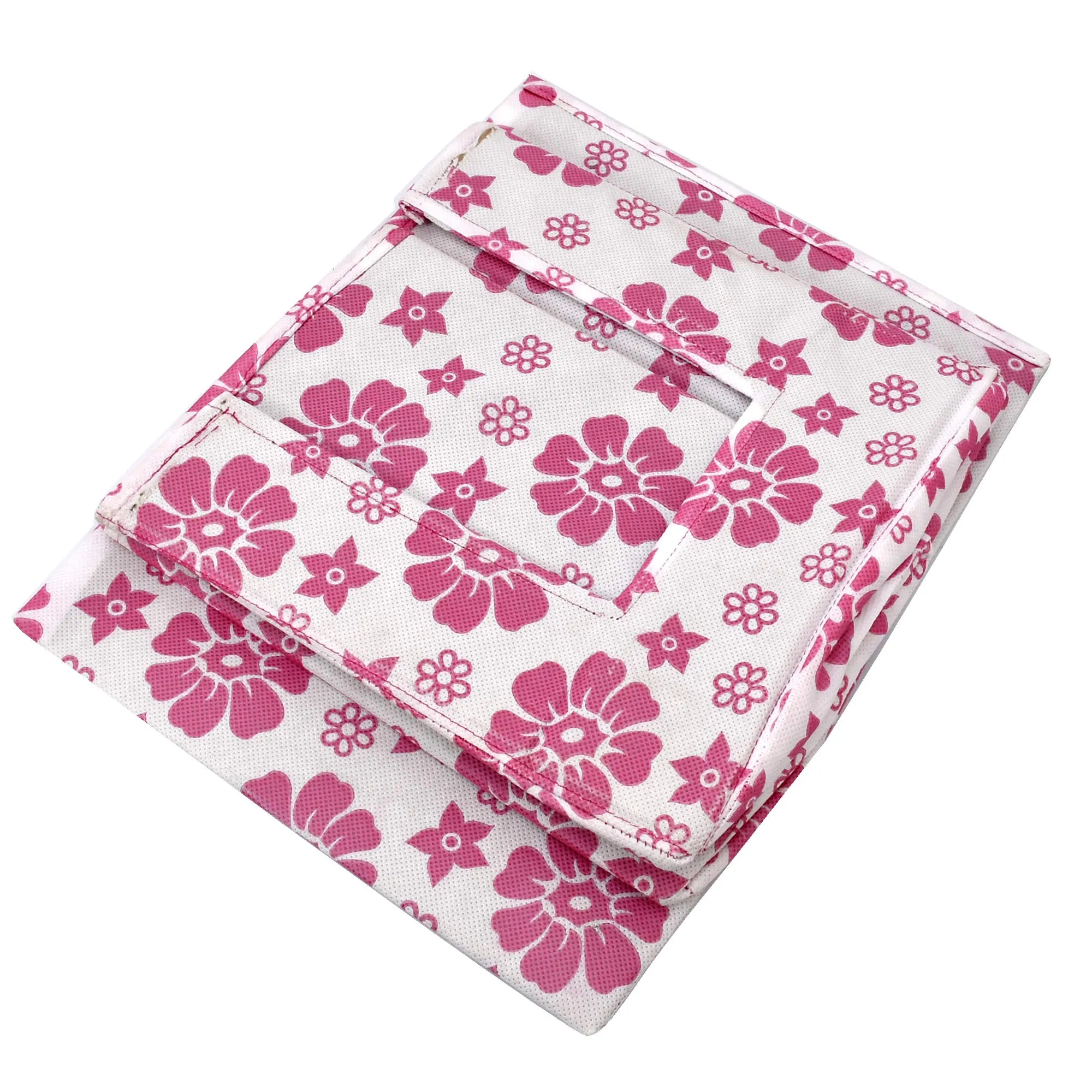 Heart Home Flower Print 2 Pieces Non Woven Shirt Stacker/Shirt Organizer Wardrobe Organizer (Pink) HEART5067