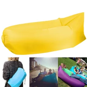 Inflatable Lounger for Camping, Fishing, and Beach, Air Bag Sofa, 72.8 x 29.5 x 19.7 inches (Yellow)