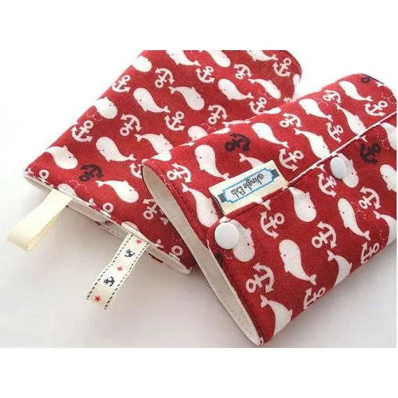 Jinglebib Drool Pad - Whale,Anchor,Red,Nautical