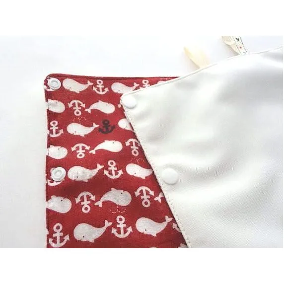 Jinglebib Drool Pad - Whale,Anchor,Red,Nautical