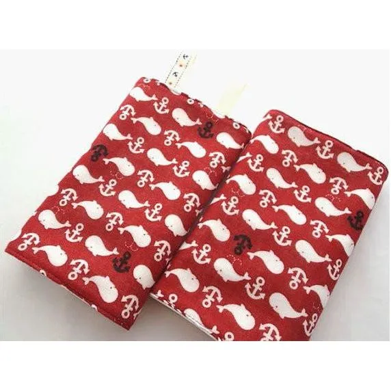 Jinglebib Drool Pad - Whale,Anchor,Red,Nautical