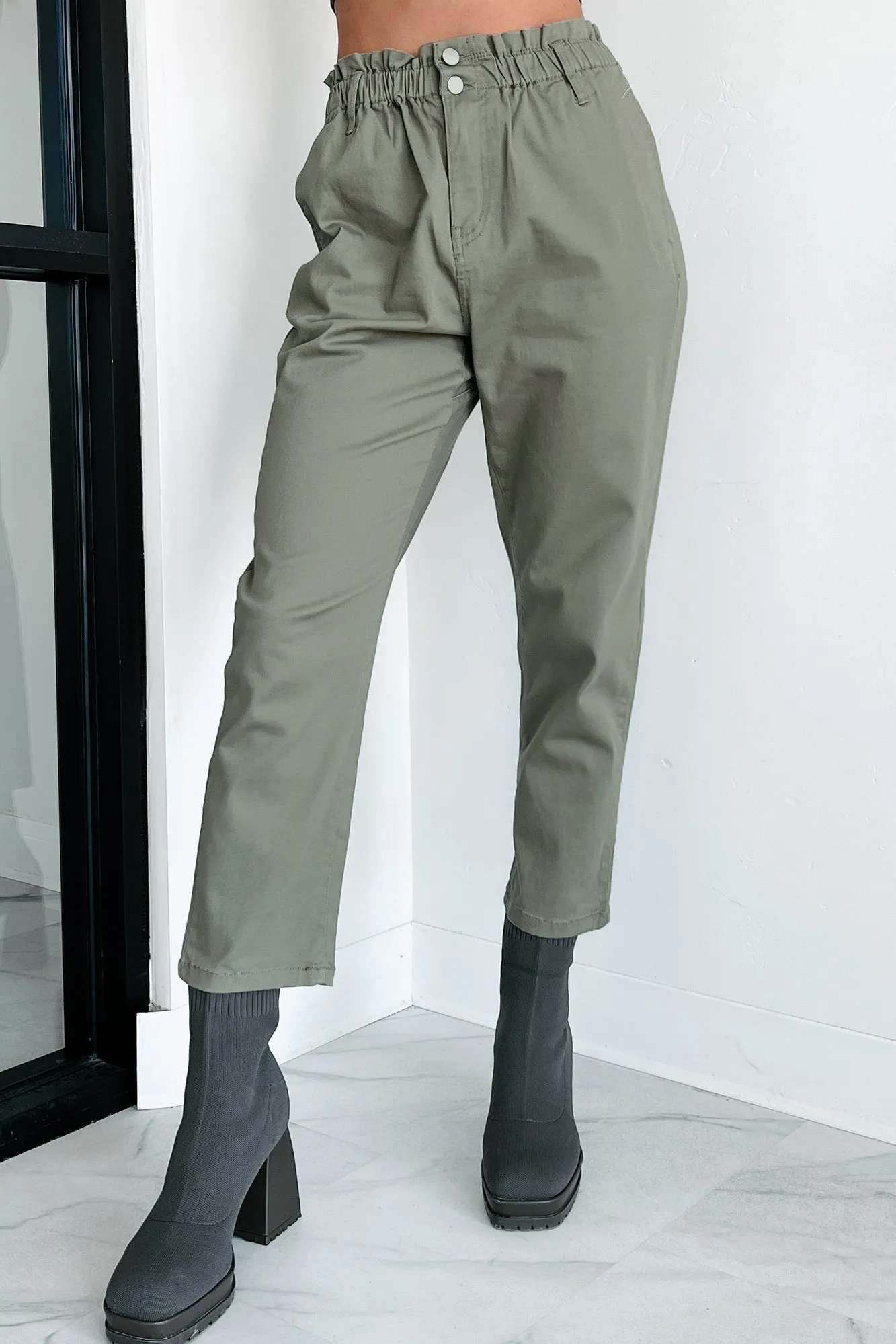 Just The Facts Paper Bag Pants (Olive)