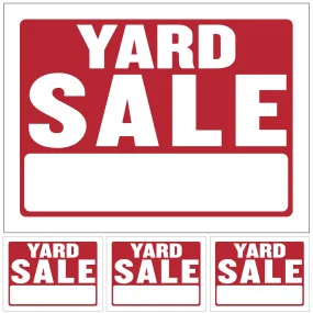 Kicko Yard Sale Sign - Pack of 4 12 X 16 All-Weather Plastic Coated Tags for Car