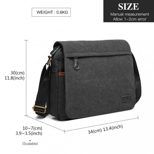 Kono Classic Expanding Messenger Bag - Black | Versatile & Spacious