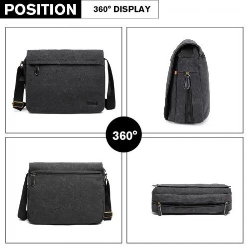 Kono Classic Expanding Messenger Bag - Black | Versatile & Spacious