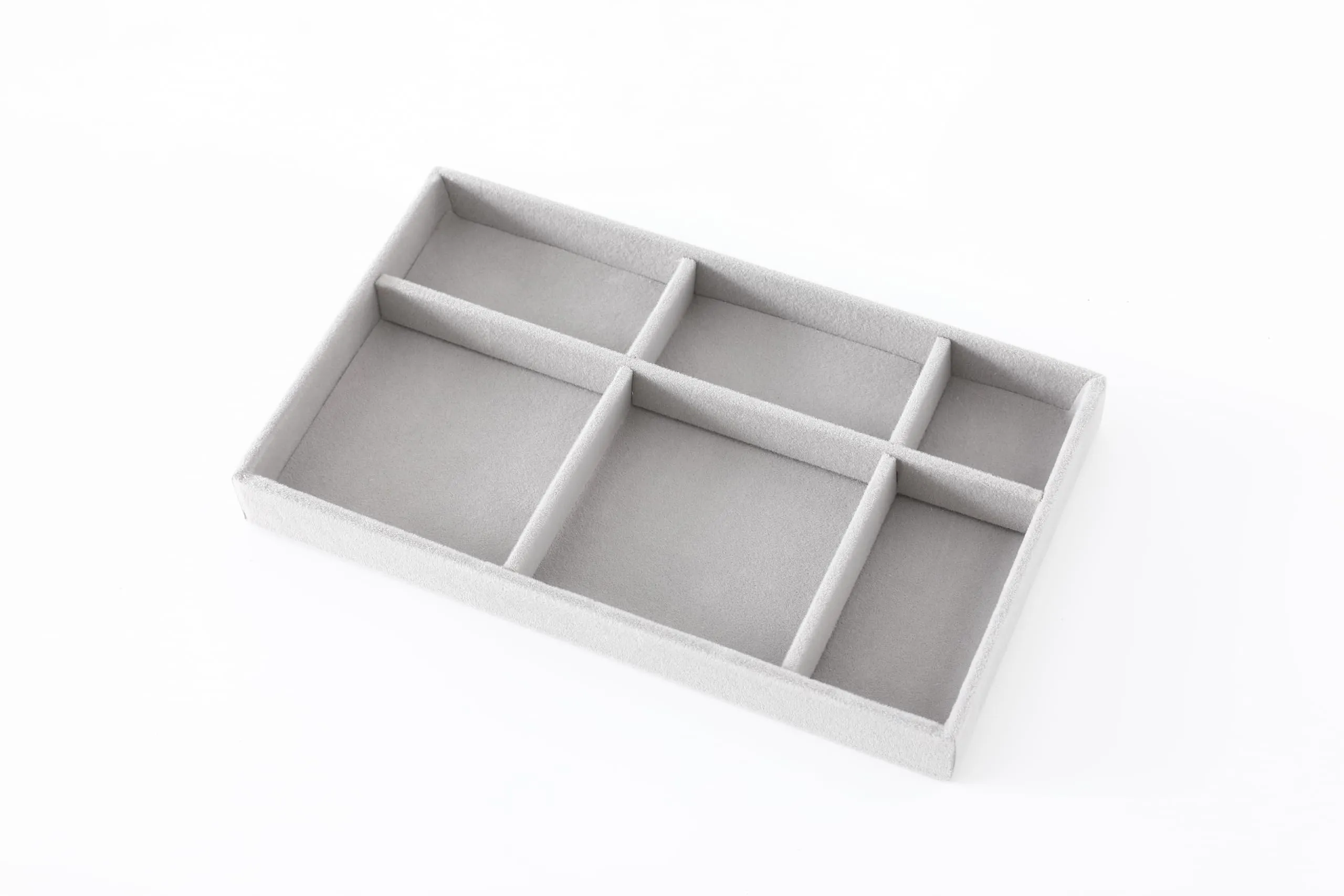 Kuber Industries 16 Pieces Velvet Jewelry Trays Organizer | Jewelry Storage Box | Jewelry Organizer | Showcase Holder Dresser Organizer for Earring Necklace Bracelet Ring | Pack of 4 |YBL4-02 | Grey