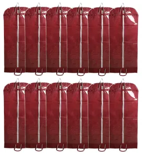 Kuber Industries Long Coat Cover|Foldable Blazer Cover|Suit Cover With Zipper Closure|Cloth Organizer For Dust Proof Jacket|Pack of 12 (Maroon)