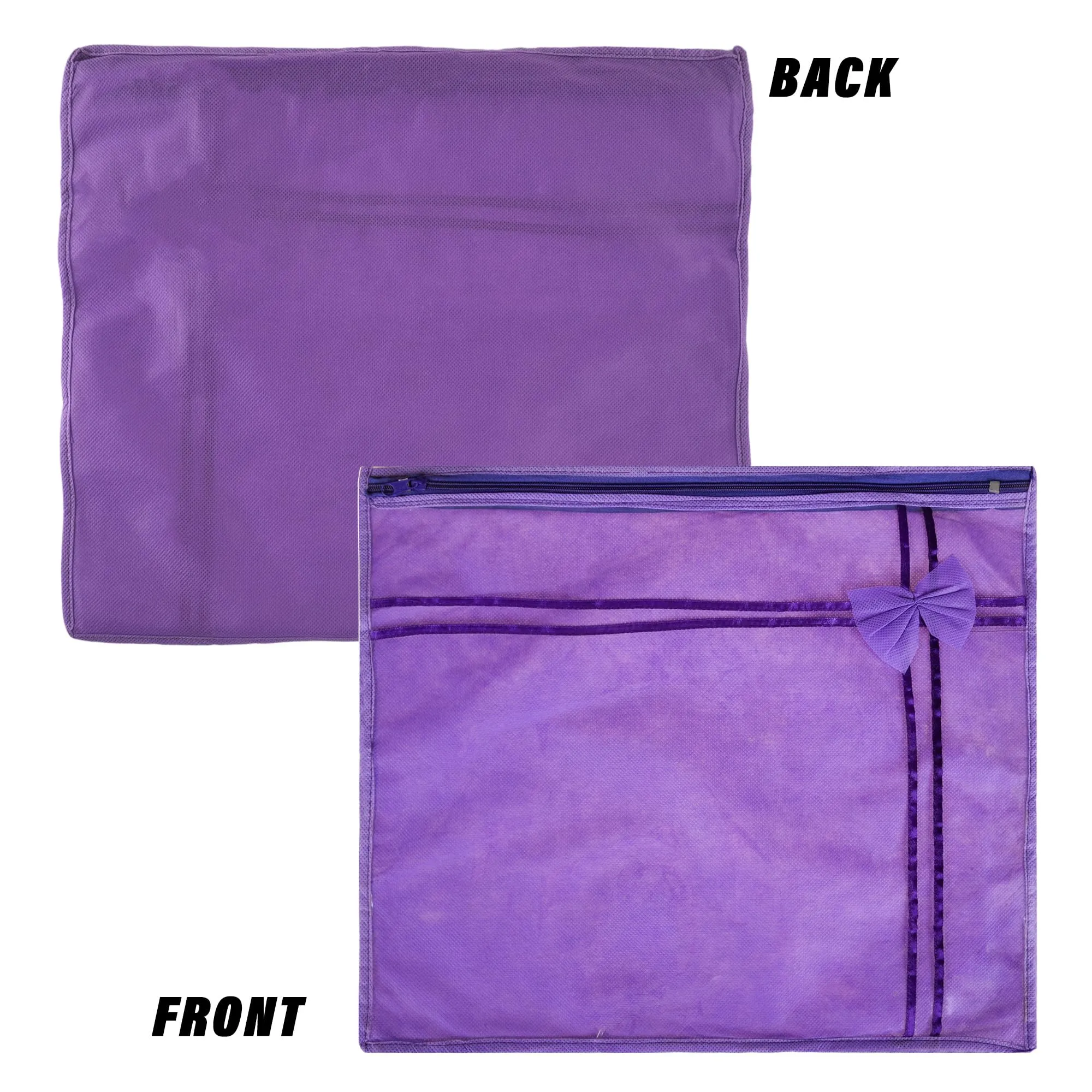 Kuber Industries Saree Cover | Clothes Storage Bag | Single Packing Saree with Zip Closure | Wardrobe Organizer | Cloth Stoarge Organizer | Bow-Design | Pack of 6 | Purple