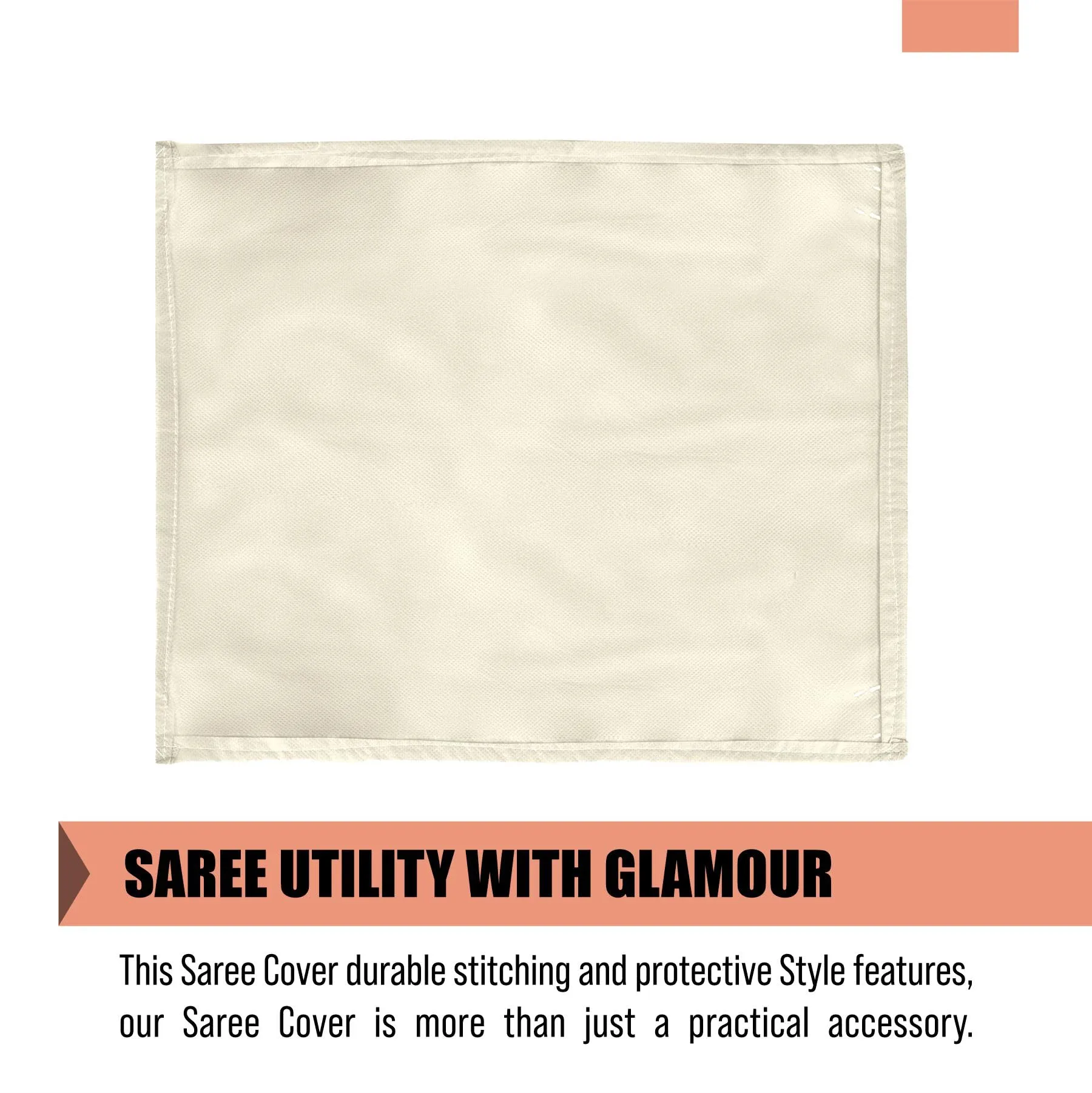 Kuber Industries Saree Cover | Clothes Storage Bag | Single Packing Saree with Zip Closure | Wardrobe Organizer | Cloth Stoarge Organizer | Plain Saree Cover | Pack of 12 | Cream