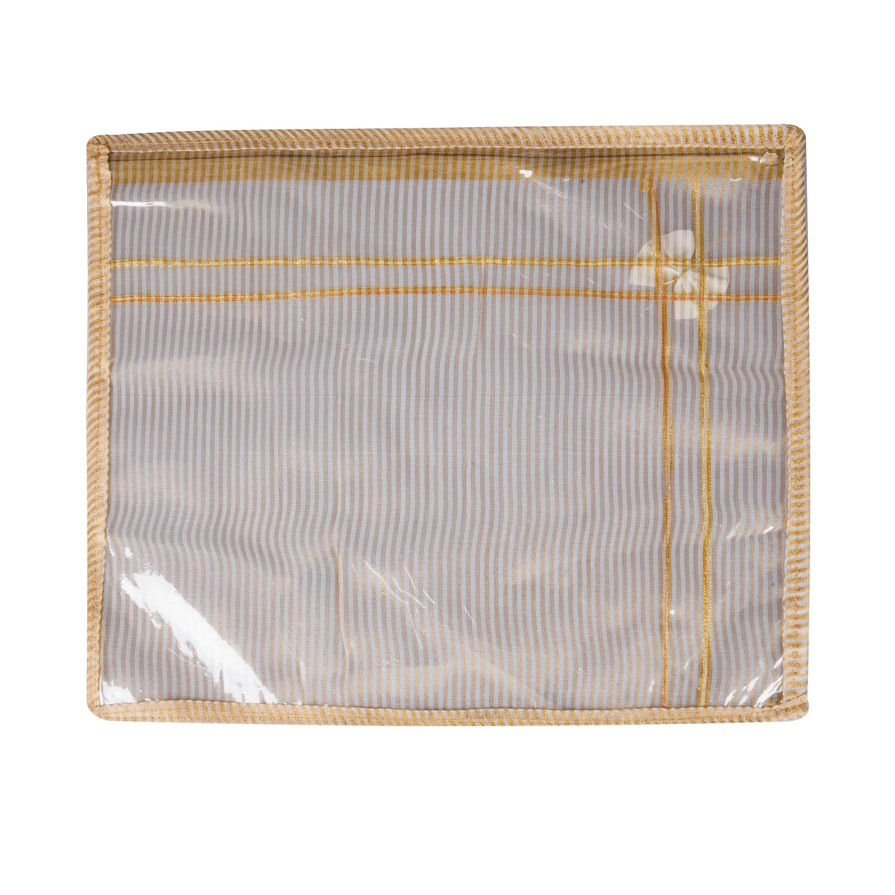 Kuber Industries Saree Cover | Clothes Storage Bag | Single Packing Saree with Zip Closure | Wardrobe Organizer | Cloth Stoarge Organizer | Tissue Lining Bow-Design | Pack of 6 | Golden