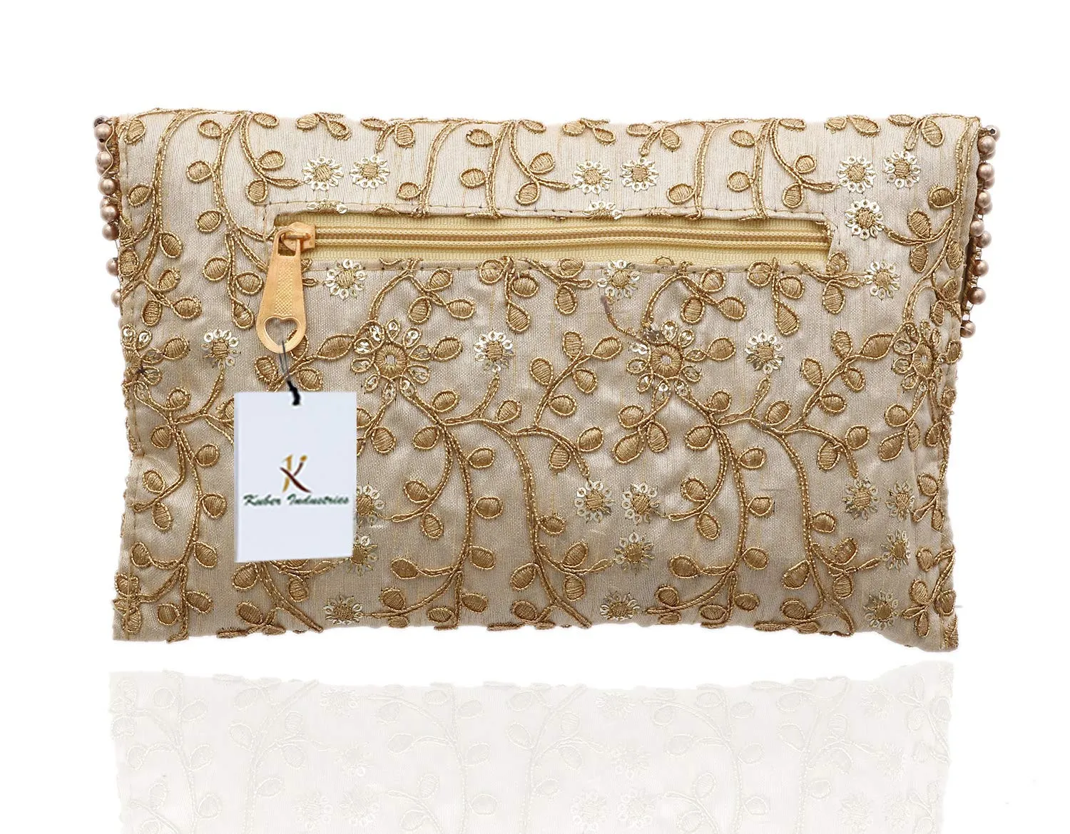 Kuber Industries Women's Handcrafted Embroidered Clutch Purse (CTKTC034514, Cream)