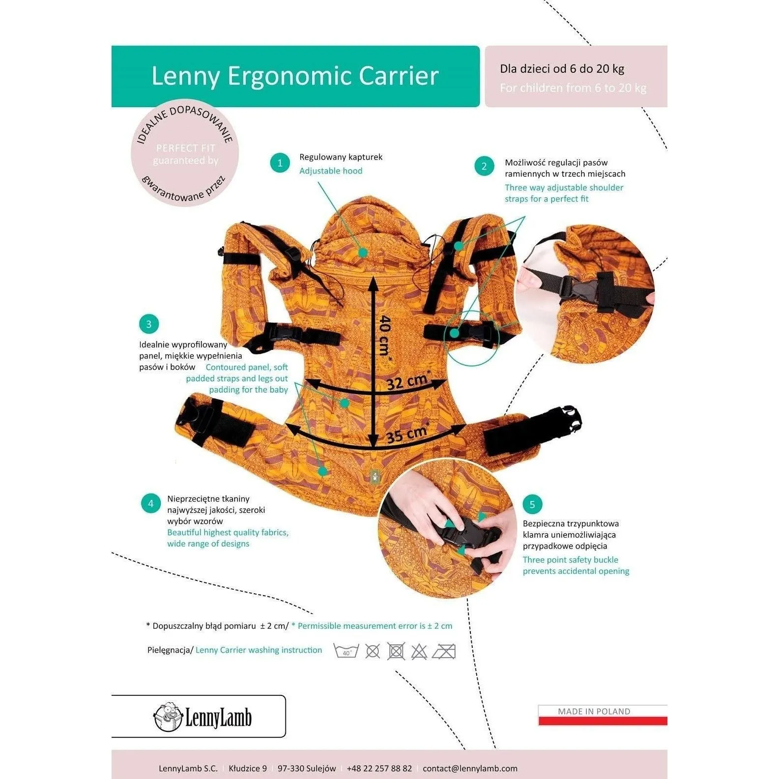 Lenny Lamb Ergonomic Carrier (BABY) - Coffee Lace (Demo Stock)