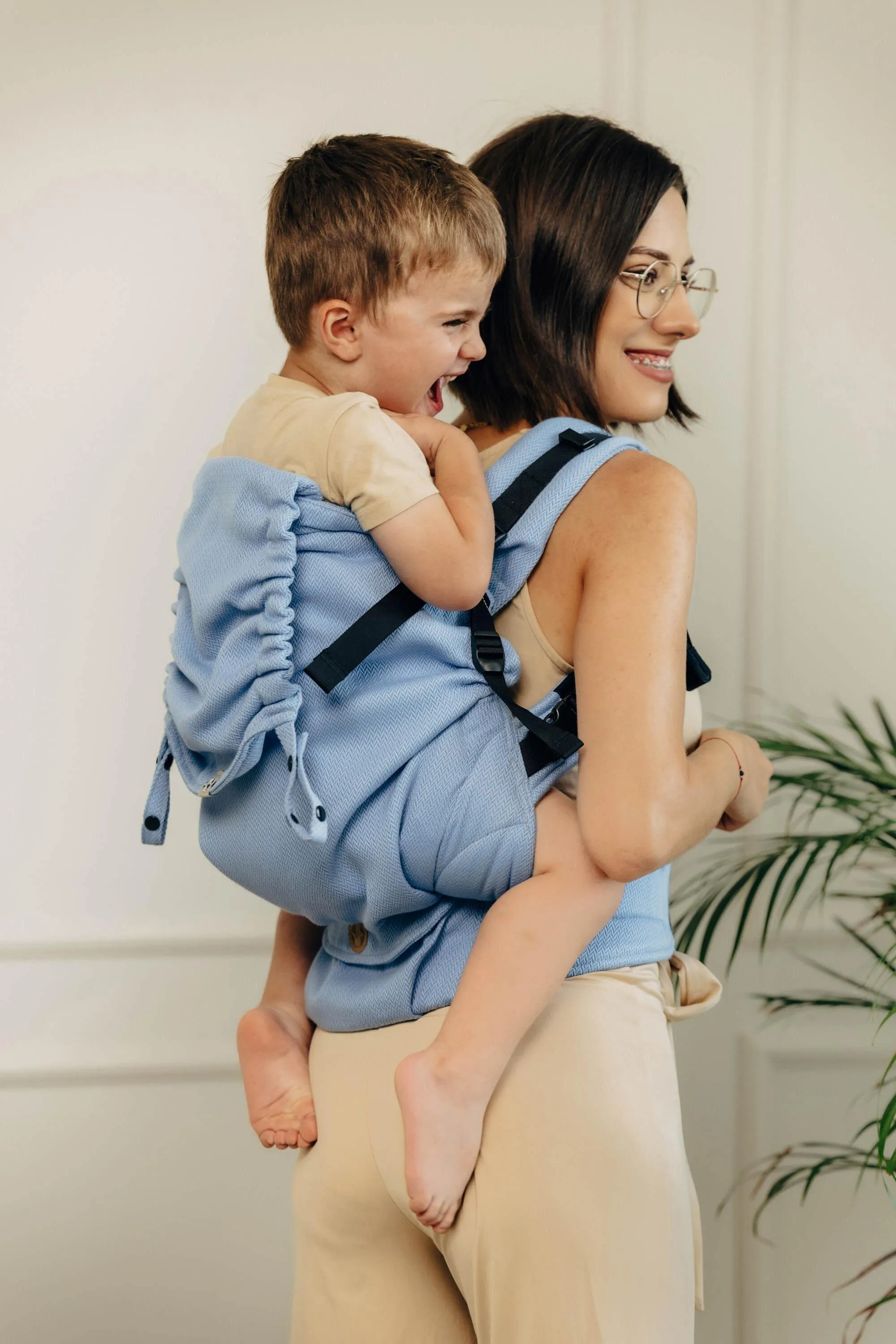 LennyLamb Preschool Carrier Little Herringbone Skylight