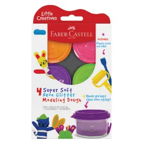 Little Creatives 4 Super Soft Modeling Dough, Neon Glitter - #370854