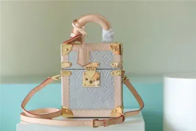 LV The Camera Box Monogram Empreinte By Nicolas Ghesquiere Light Blue/Light Pink For Women,  Shoulder And Crossbody Bags 6.3in/16cm LV