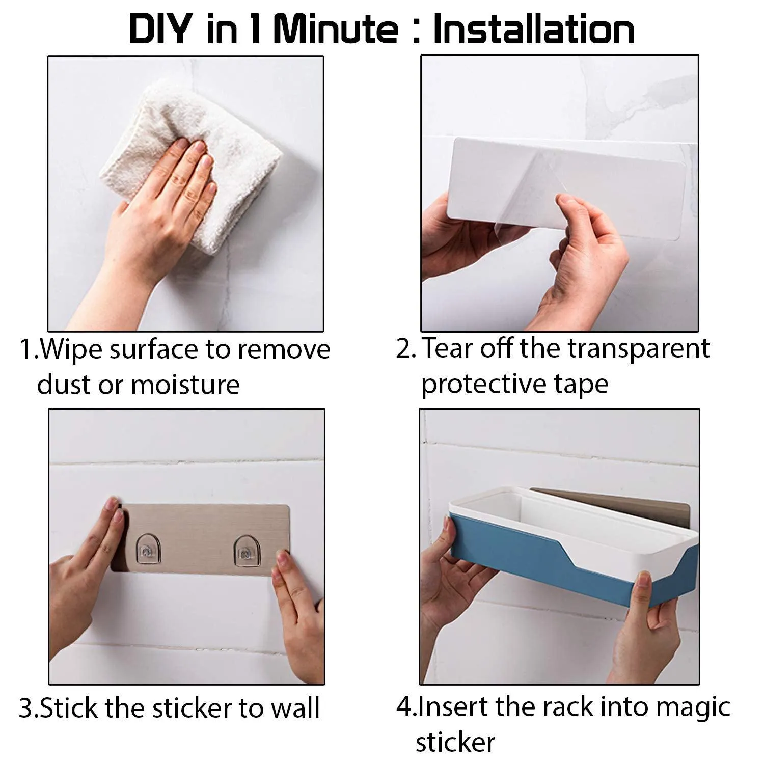 Magic Sticker Series Self Adhesive Shower Caddy Bathroom Shelf