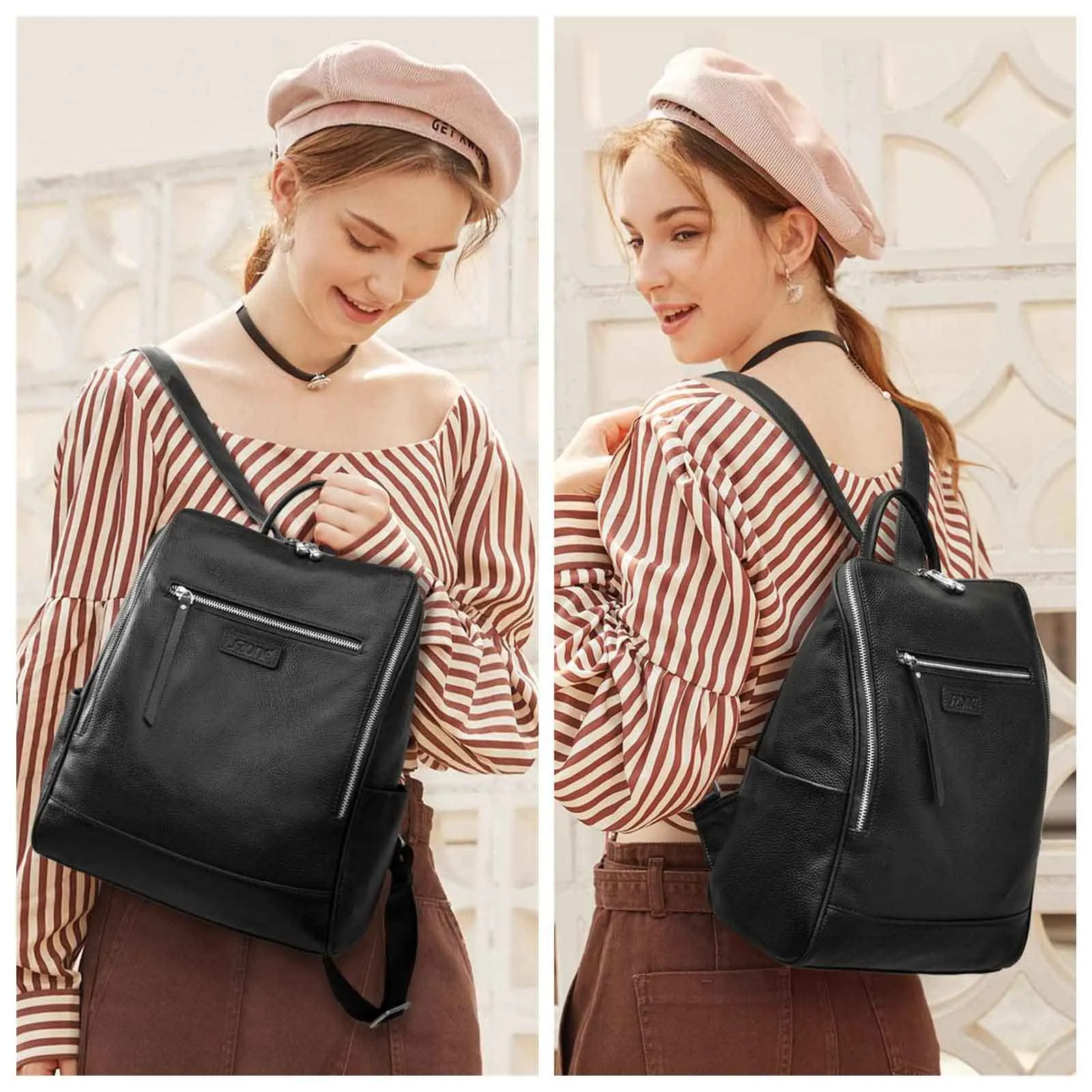 Medium Genuine Leather Women Backpack