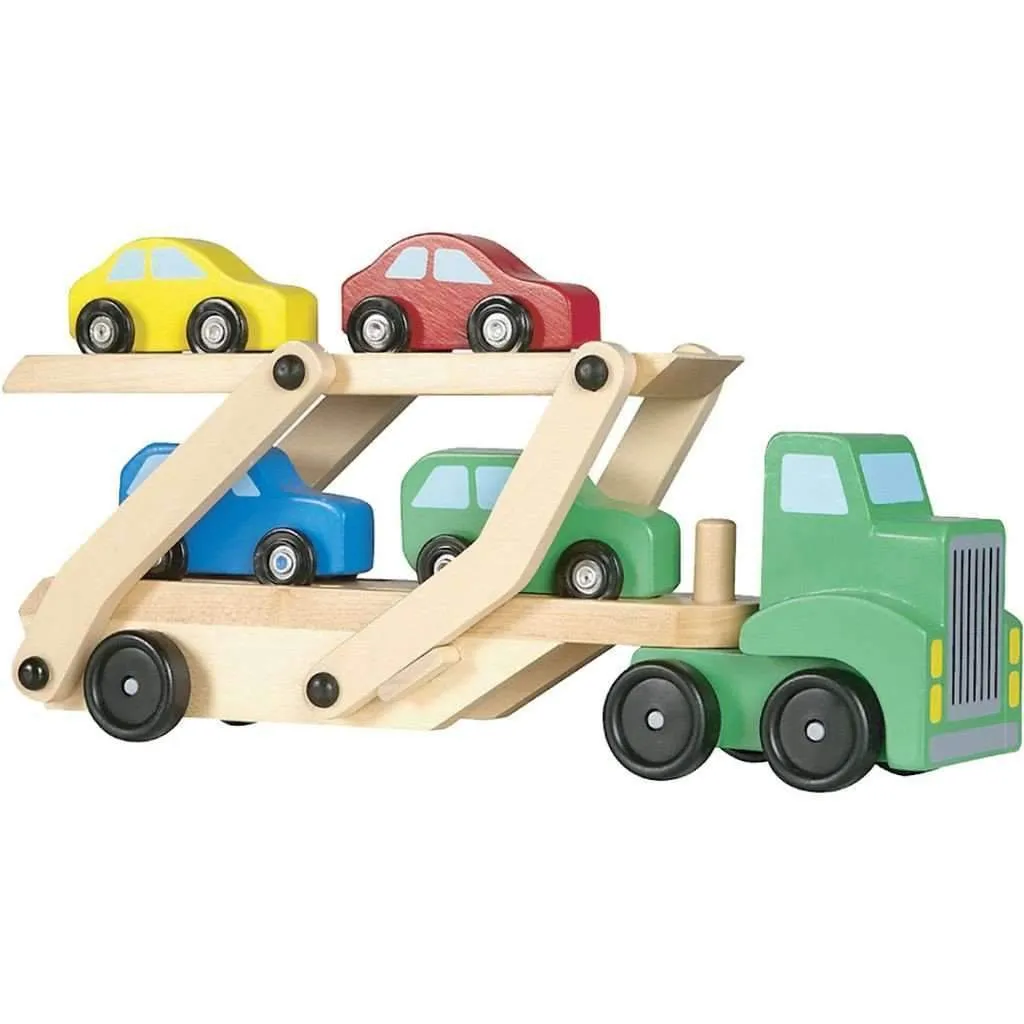 Melissa & Doug - Car Carrier Truck & Cars Wooden Toy Set